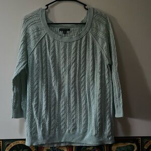 Women’s Light teal Sweater with three-quarter length sleeves